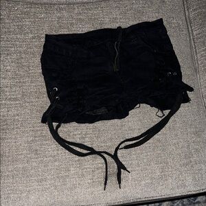 Black Women's Lace-Up Mini Shorts